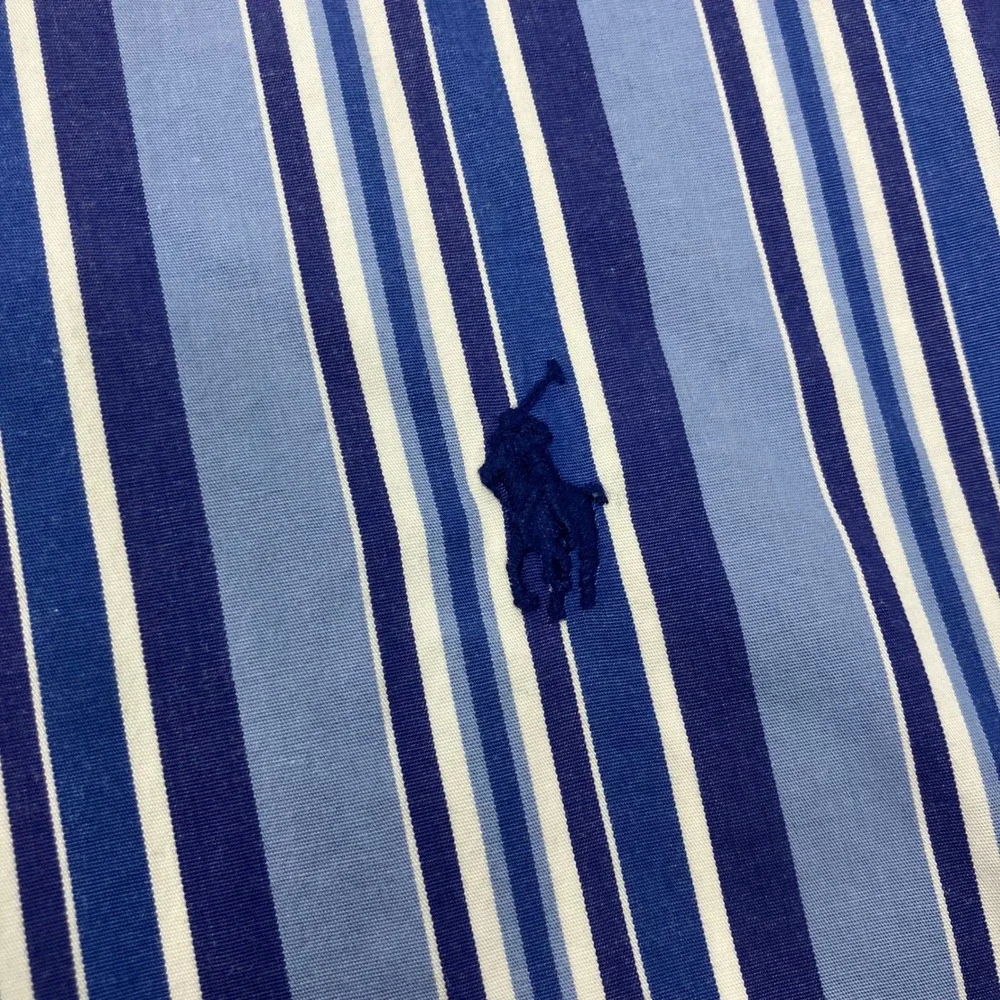 Polo Ralph Lauren Men's Striped Shirt L Blue Button Down Long Sleeve Pony Preppy